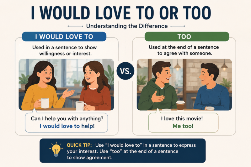 I Would Love To or Too Which One Is Correct?